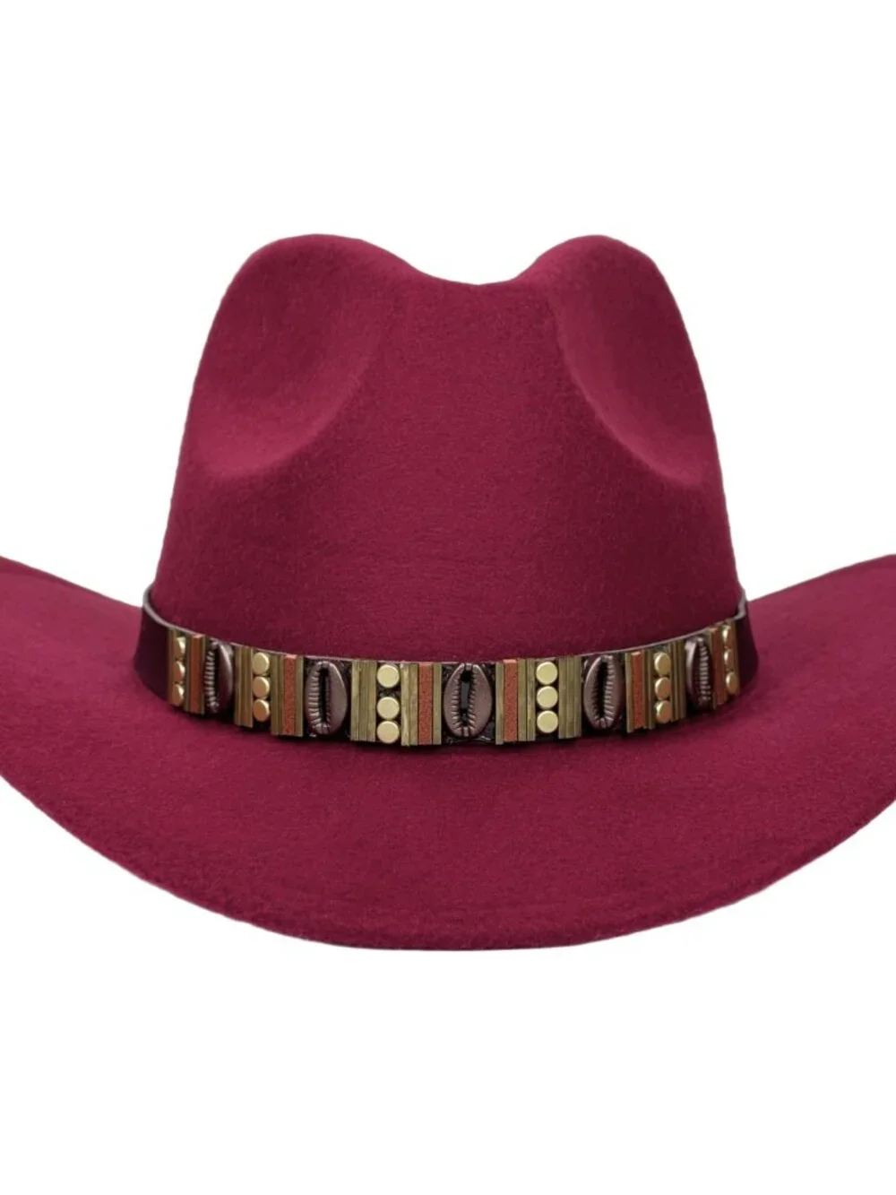 Maroon Red Western Cowboy Hat Wide Brim Ranch Rodeo Cowgirl Festival Boho Hat